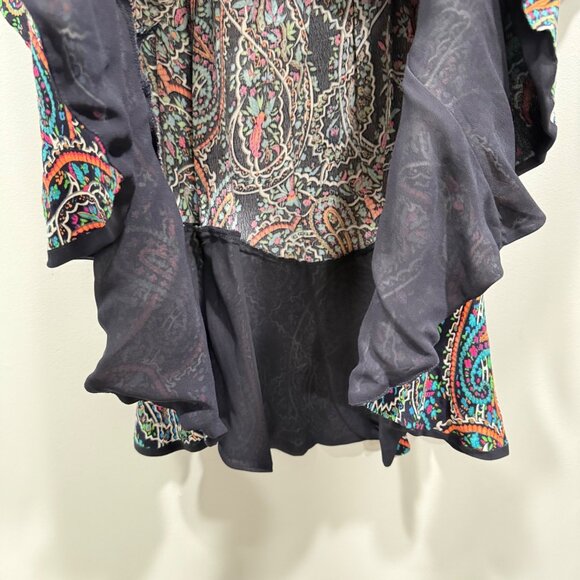 Maeve Anthropologie Boho Paisley Dress Flowy Long Sleeve Navy/Multicolor Size S - Picture 9 of 15
